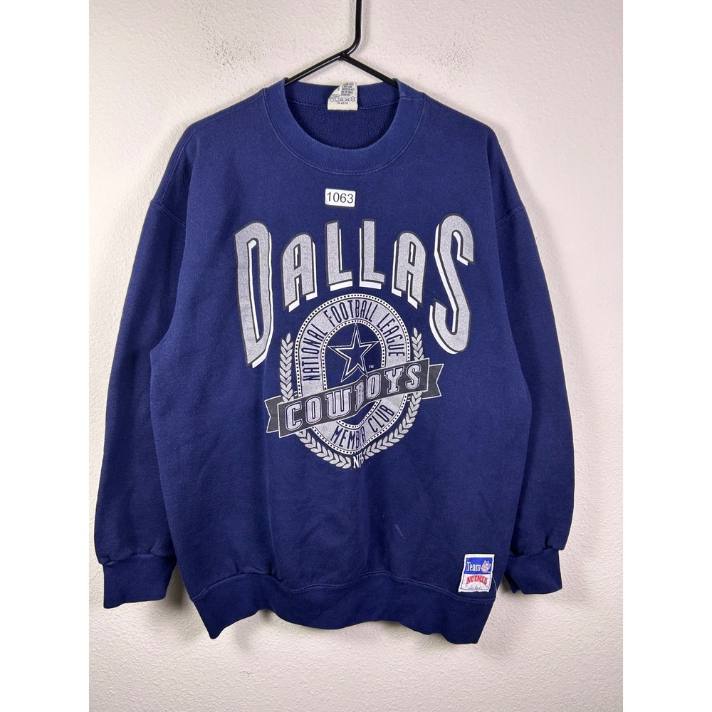 Vintage Nutmeg Mills Dallas Cowboys Sweatshirt Navy Blue NFL XL Made in USA